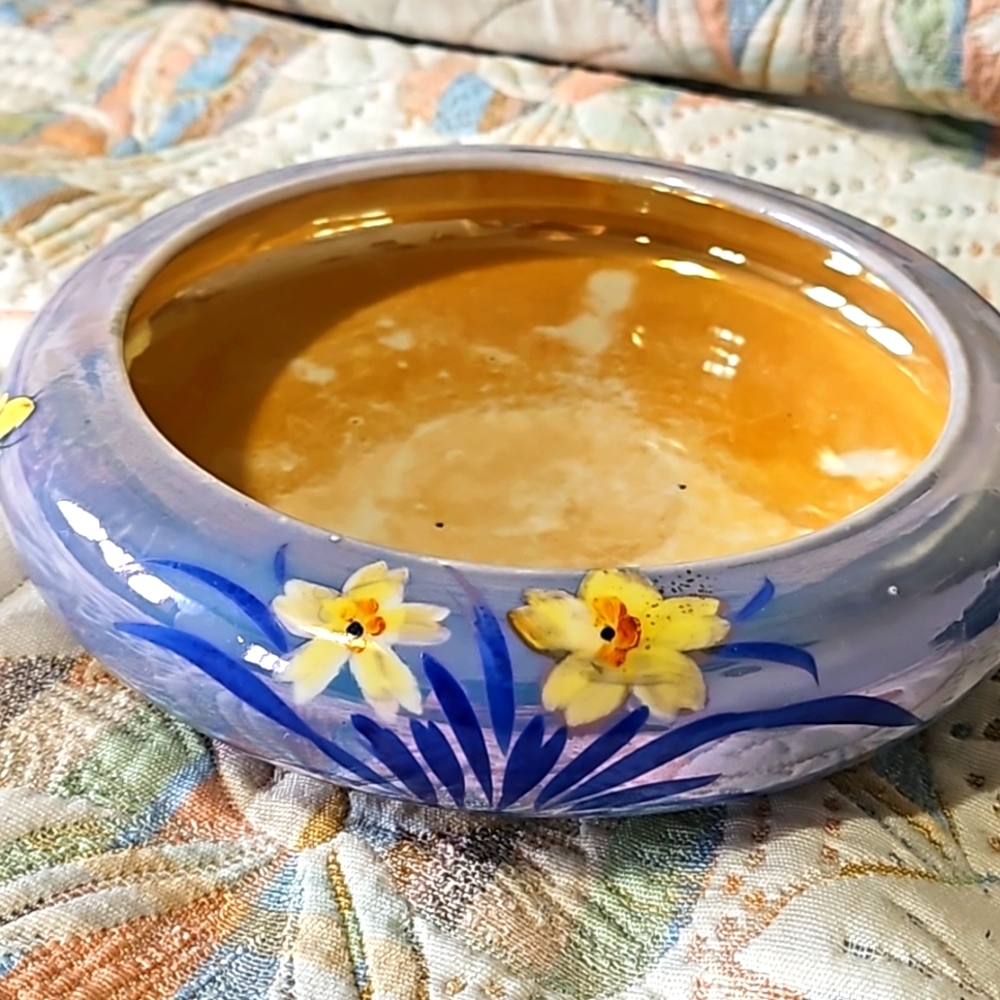 Vintage 1950s lustreware planter plate, made in Japan